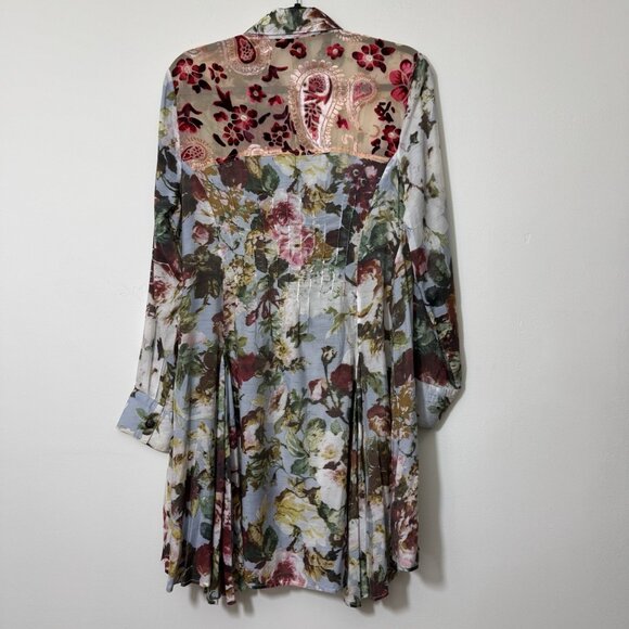 Aratta Silent Journey Silk Blend Floral Button Front Flowy Tunic Top Size M - Picture 4 of 9